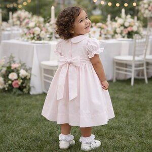 Strasburg Dress Smocked Pink Embroidery Spring Portraits Special Occasion